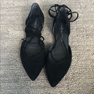 Stuart Weitzman lace up suede flats